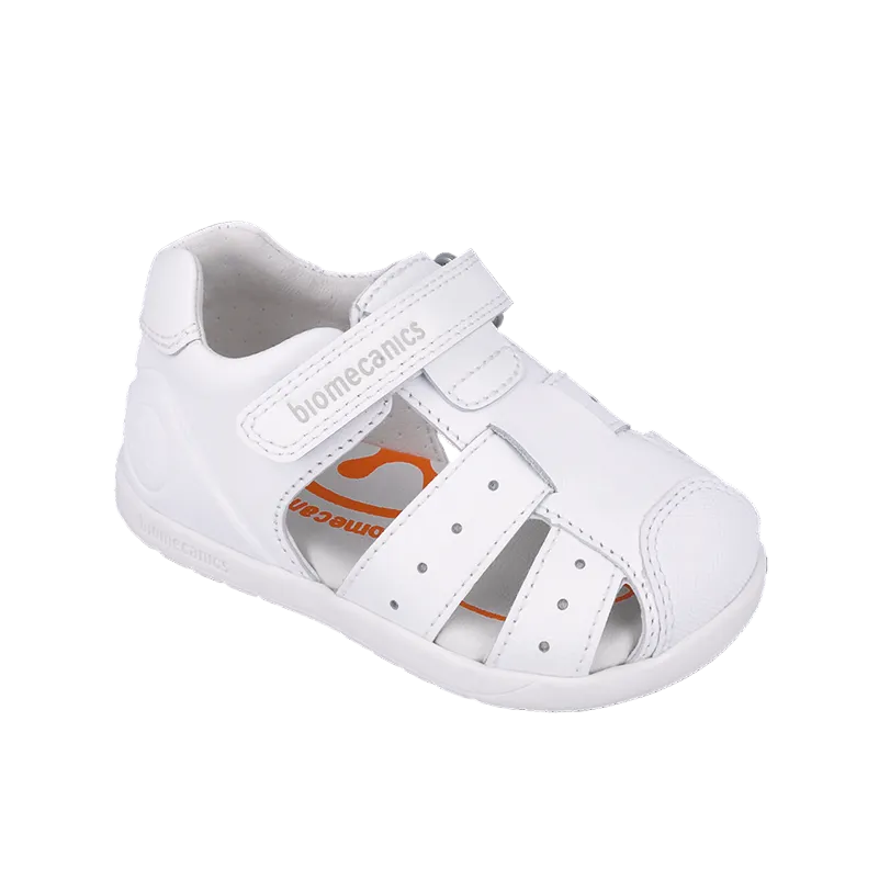 Sandale albe calapod lat din piele, Biomecanics 252164-A050