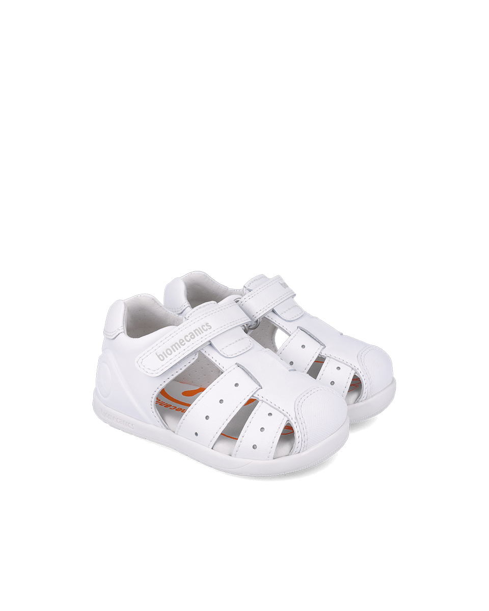 Sandale albe calapod lat din piele, Biomecanics 252164-A050