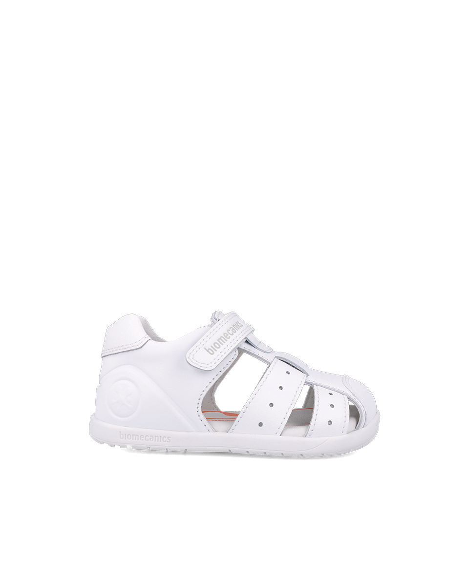 Sandale albe calapod lat din piele, Biomecanics 252164-A050